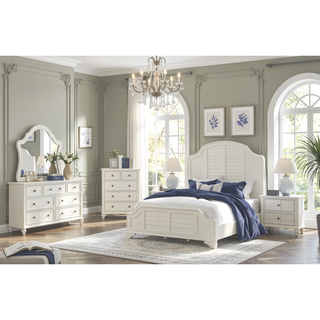 Sunvega Antique White Finish Coastal Transitional Style Chest with Ball Bearing Glides