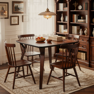 Sunvega Mid-Century Modern Walnut Wood Dining Table with Splayed Tapered Legs