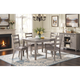 Sunvega Modern Natural Finish Wooden Top Dining Table and 4 Cushioned Chairs Set