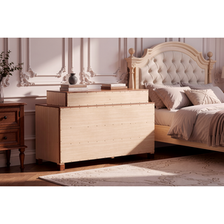 Sunvega Cappuccino Nightstand with Curved Drawer Fronts and Real Wood Veneers