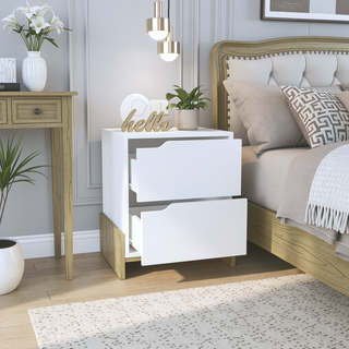 Sunvega Modern Nightstand with Two Spacious Drawers and Sleek Base