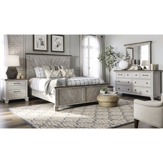 Sunvega Rustic Farmhouse Nightstand with Honey Smoke Accent Tops