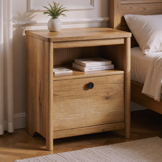 Sunvega Modern Brown Nightstand with Spacious Top and Drawer Storage