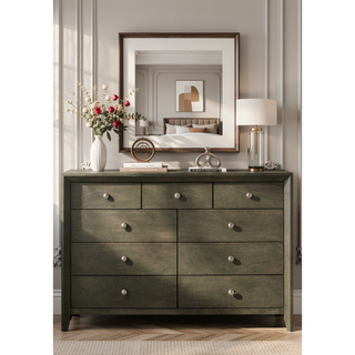 Sunvega Nine Drawer Dresser with English Dovetail Joints and Sleek Lines