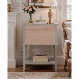 Sunvega Elegant Contemporary Nightstand with Open Shelf for Compact Storage