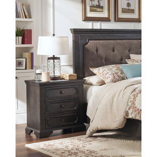 Sunvega Rustic Style Traditional Design 3-Drawers Nightstand with Charcoal Finish