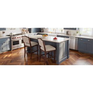 Sunvega Set of 2 Rustic Rubber Wood Bar Stools with Ergonomic Backrest for Kitchen Island