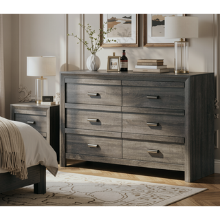 Sunvega Contemporary Gray Rustic Finish Wooden Nightstand with Two Storage Drawers