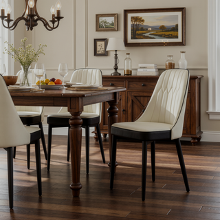 Sunvega Modern PU Leather Dining Chairs with Thick Soft Cushions and Black Metal Legs