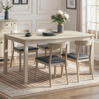 Sunvega Antique Gray Finish Rectangular Wooden Frame Contemporary Formal Dining Table