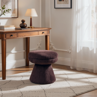Sunvega Green Contemporary Accent Stool with Mushroom Shape Design and Teddy Fabric