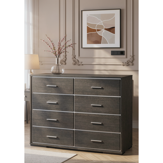 Sunvega 8 Drawer Gray Oak Finish Dresser with Undermount Glide System