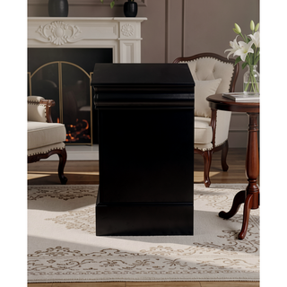Sunvega Sleek Black Nightstand with Two Spacious Drawers and Nickel Handles