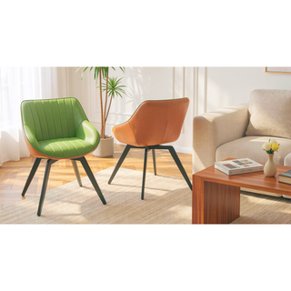 Sunvega Modern PU Leather Dining Chairs Set of 2 with Black Metal Legs for Kitchen