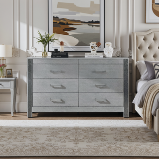 Sunvega Silver Nightstand with Spacious Drawers and Hidden Jewelry Compartment