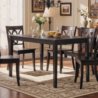 Sunvega Handcrafted Modern Industrial Acacia Wood Dining Table Natural Finish