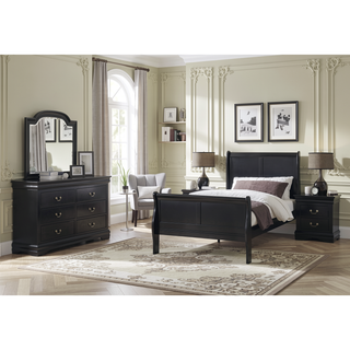 Sunvega Solid Wood Louis Philip Style Nightstand with Two Soft Close Drawers