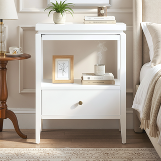 Sunvega Vintage Green 1-Drawer Nightstand with Spacious Shelf and Gold Pull