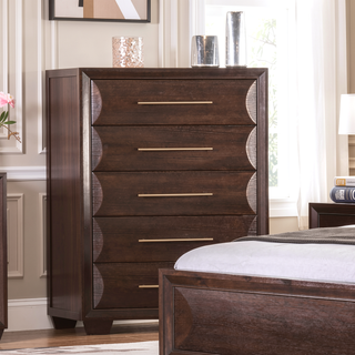 Sunvega Transitional Espresso Solid Wood Chest with Felt-Lined Drawers
