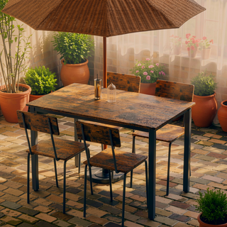 Sunvega 5-Piece Modern Dining Table Set with MDF Top and Iron Frame for 4