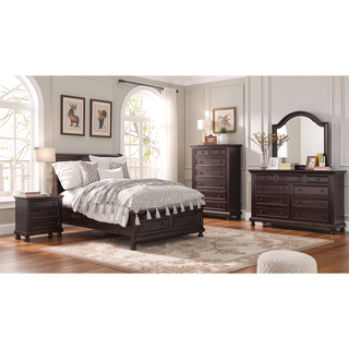 Sunvega Dark Cherry Finish Transitional Design Nightstand with Two Storage Drawers