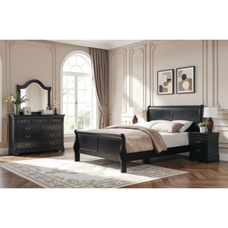 Sunvega Black Finish 5 Drawer Chest with Metal Glides and Nickel Handles