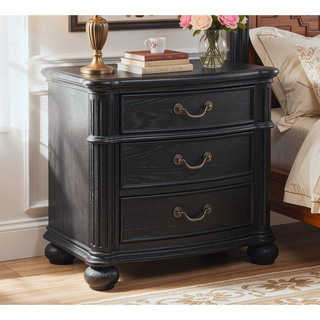 Sunvega Traditional Dark Finish Antique Metal Drawer Pull 3-Drawer Nightstand