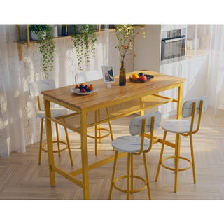 Sunvega 5 Piece Counter Height Table and Chairs Set for 4 with Backrests and Footrests
