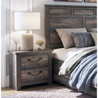 Sunvega Gray Finish 2-Drawers Storage Nightstand with Metal Glides and Drop Handles