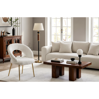 Sunvega Velvet Fabric Dining Chair with Curved Backrest and Golden Metal Legs for Kitchen
