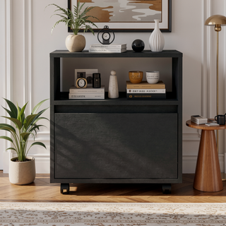Sunvega One Drawer Nightstand in Black Wengue Finish for Small Spaces