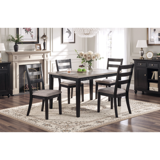Sunvega Modern Natural Finish Wooden Top Dining Table and 4 Cushioned Chairs Set
