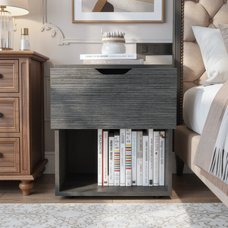 Sunvega 50x40x60 cm Nightstand End Table with Spacious Sliding Drawer