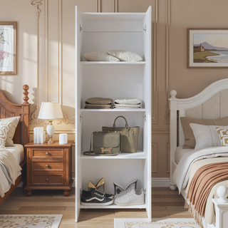 Sunvega Two-Door Compact Wardrobe with Fixed Shelves for Bedroom Storage