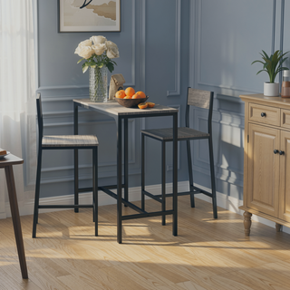 Sunvega Industrial Counter Height Kitchen Table and Two Bar Stools Set for Small Space