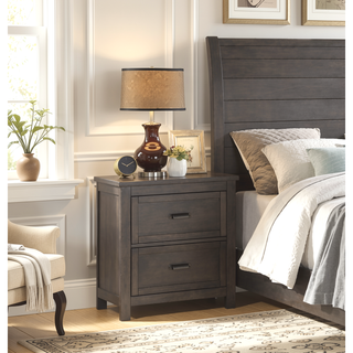 Sunvega Transitional Style Dark Cherry Finish Wood Nightstand with 2 Dovetail Drawers