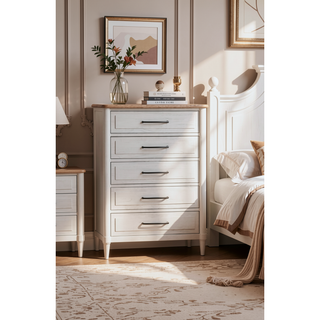 Sunvega Small Teen Chest with Cement Finish and Sand Colored Top for Bedroom