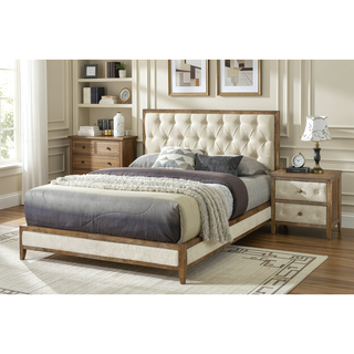 Sunvega Modern Walnut Finish Nightstand with Two Beautiful Storage Drawers