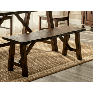 Sunvega Industrial U-shaped Metal Bench Base with Two-Tone Walnut and Black Finish