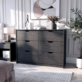 Sunvega Black Double Dresser with 4 Large Drawers and 2 Pulldown Cabinets