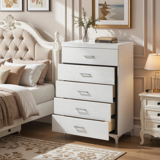 Sunvega Contemporary White Queen Size Platform Bed with LED Light Headboard