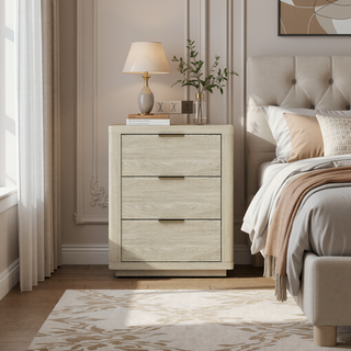 Sunvega Modern Charcoal Gray Nightstand with 3 Full Extension Drawers