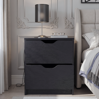 Sunvega White Nightstand with Two Drawers for Bedroom or Living Room End Table