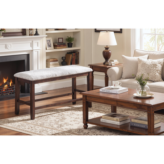 Sunvega Walnut Color Cushion Padded Seat Dining Room Bench in Contemporary Style