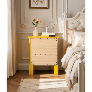 Sunvega Vibrant Yellow Traditional Nightstand with Two Drawers for Easy Storage