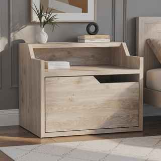 Sunvega Floating Nightstand with Spacious Drawer and Two-Tier Top for Bedroom Storage