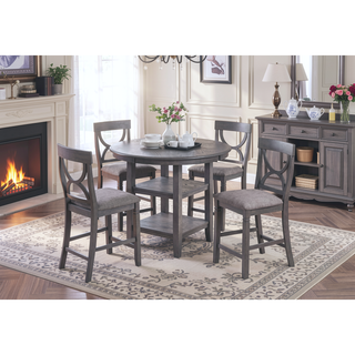 Sunvega Counter Height Dining Set with Round Table and Four Padded Chairs