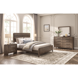 Sunvega Solid Rubberwood Nightstand with Two Drawers in Dark Walnut Finish