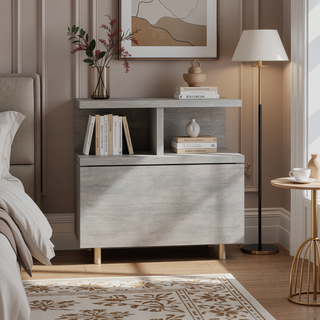 Sunvega Floating Nightstand with Large Drawer and Multiple Shelves for Storage or Decor
