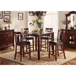 Sunvega Modern Contemporary 5pc Counter Height Dining Set with Eyelet Back Chairs